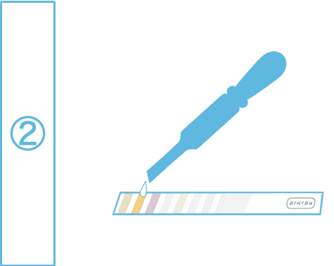 Drop the specimen (discharged oral rinse solution) on a test strip using a dropper.